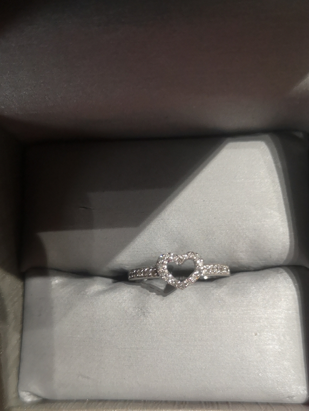 Silver Heart Halo Ring with Sparkling Accents - Women Jewelry